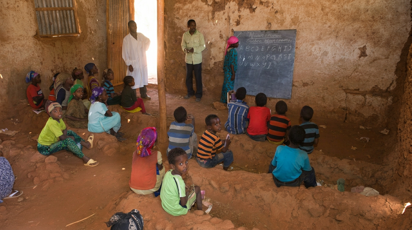 Außenansicht einer maroden Schule